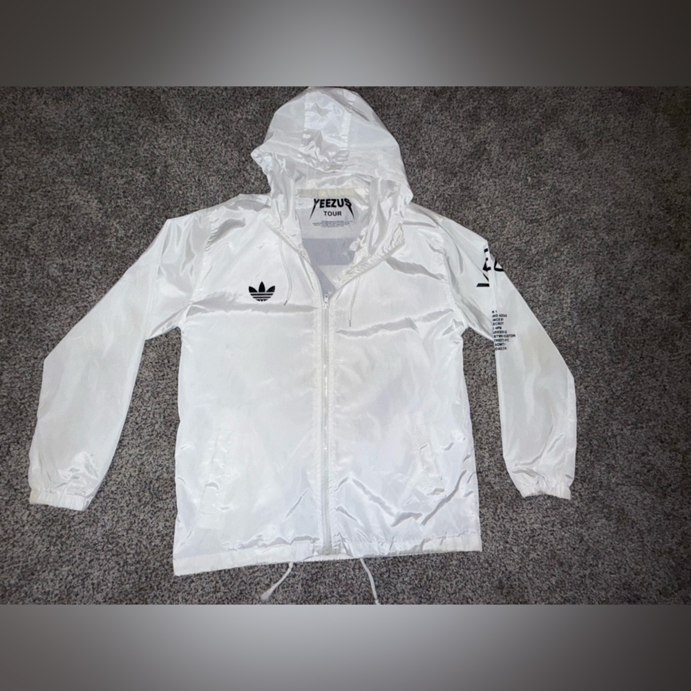 Yeezus tour adidas white zip up windbreaker jacket